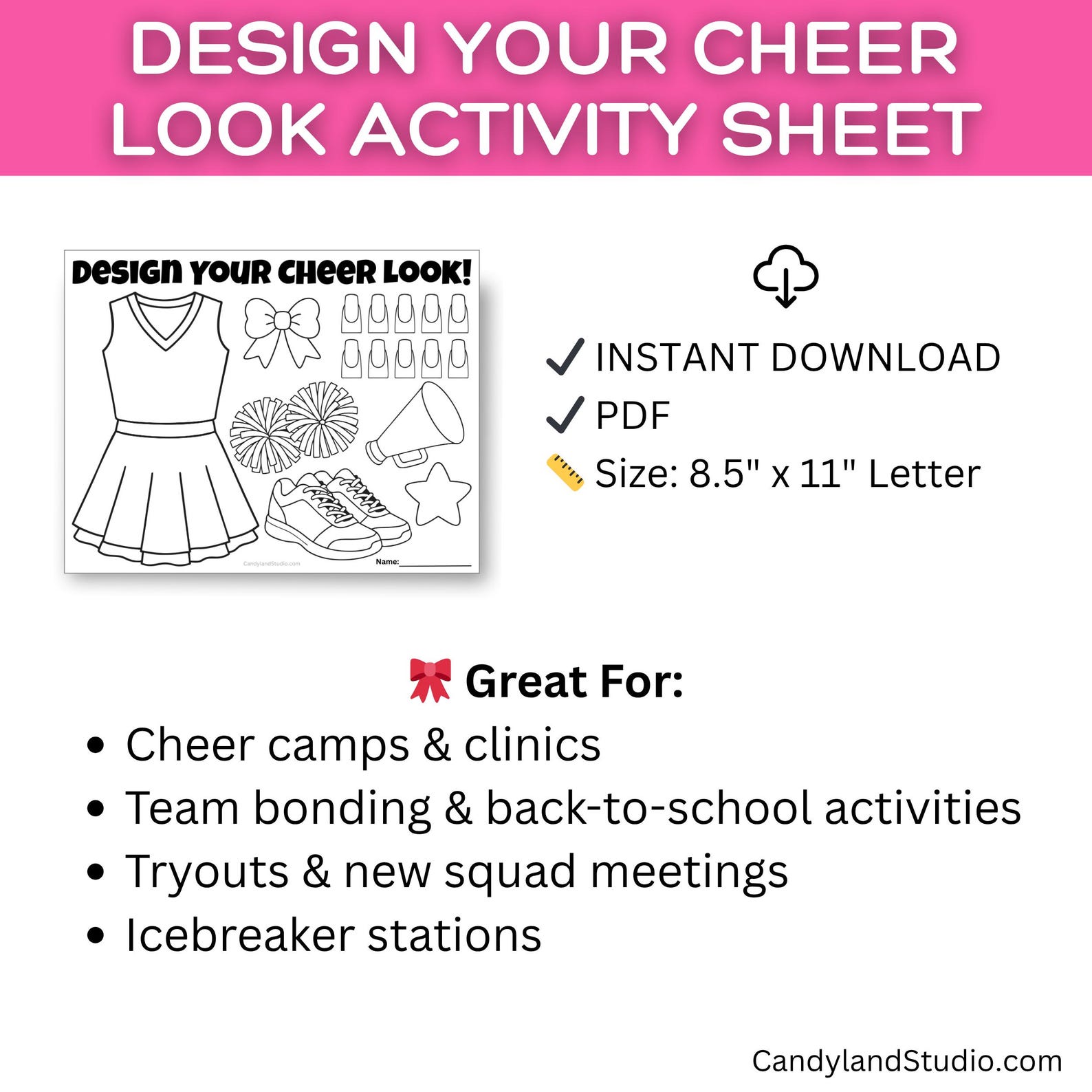 Cheerleading Activity Sheet Printable: Design Your Own Cheer Look ...
