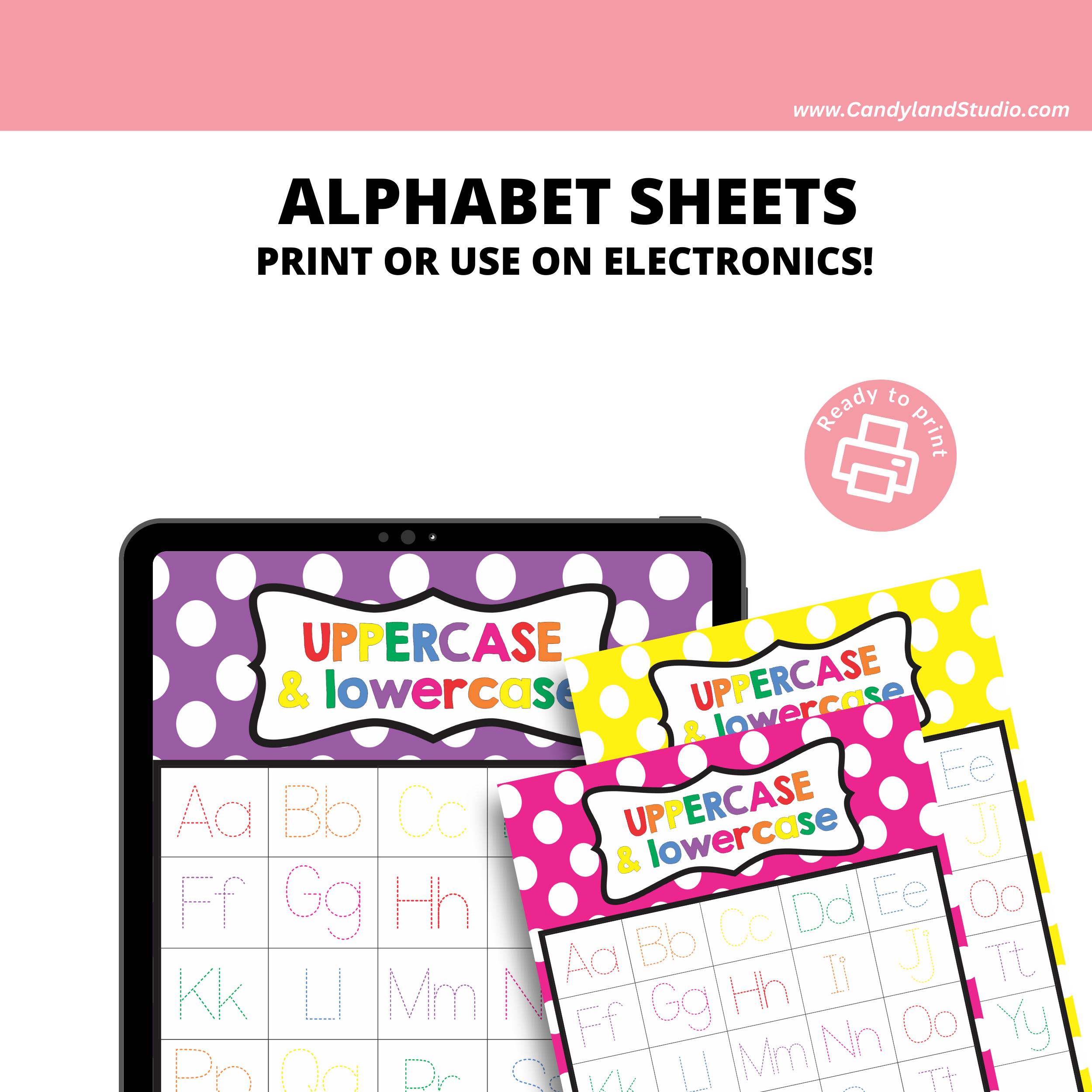 Uppercase Lowercase Alphabet Chart Tracing Worksheet Digital Download ...