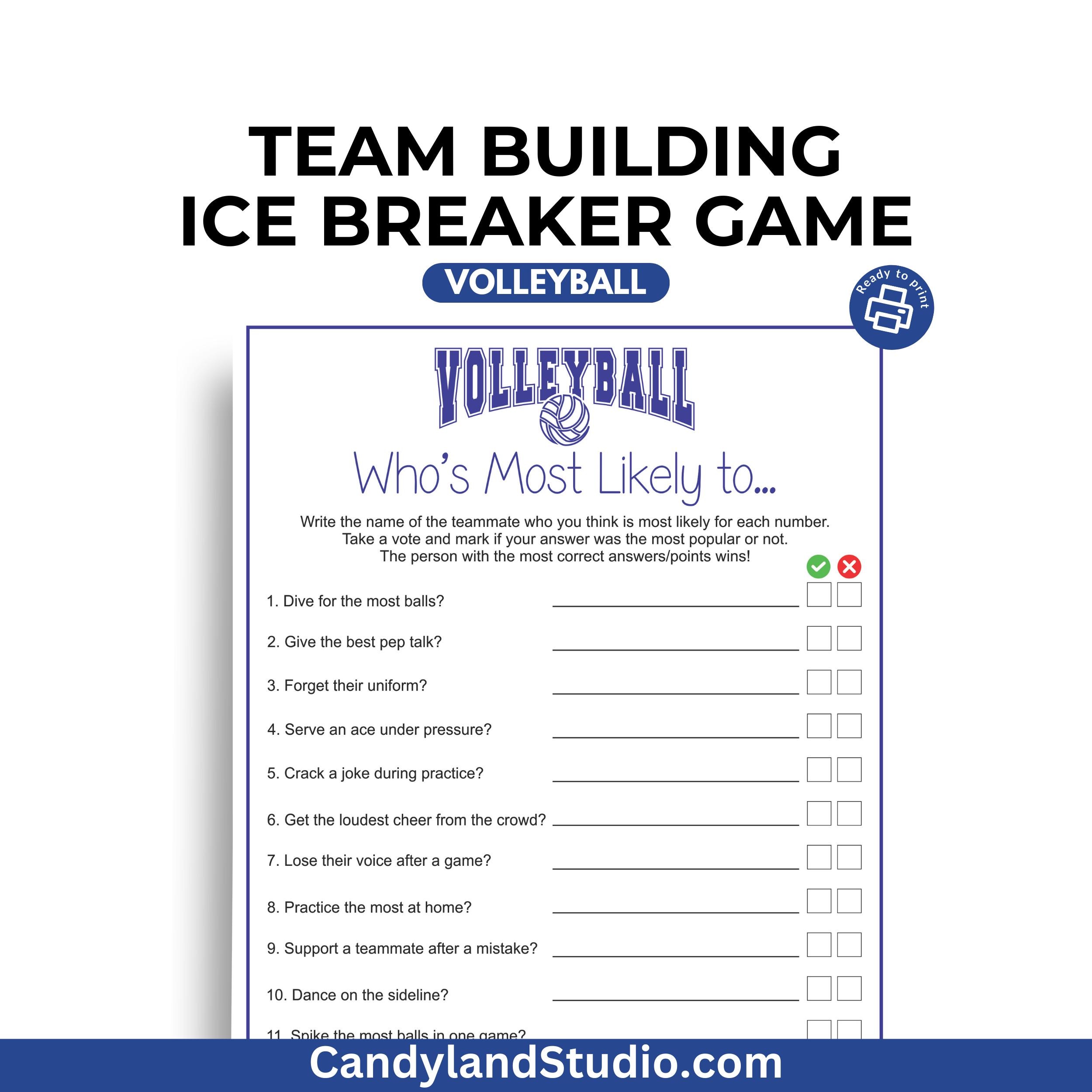 Volleyball Most Likely Team Building Game Digital Download Printable ...
