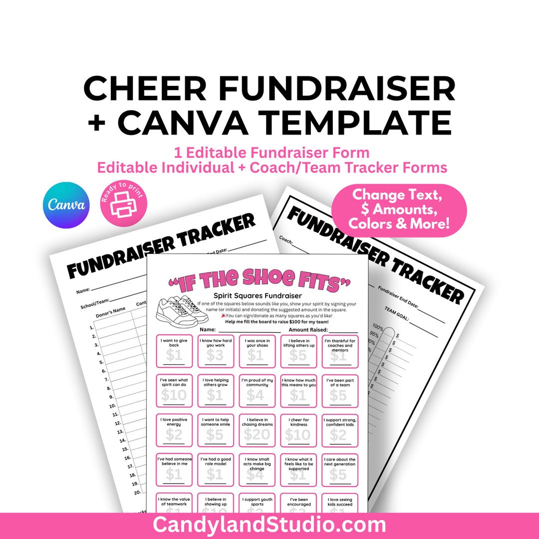Cheer Fundraiser Canva Template - If the Shoe Fits Printable PDF, Coach ...