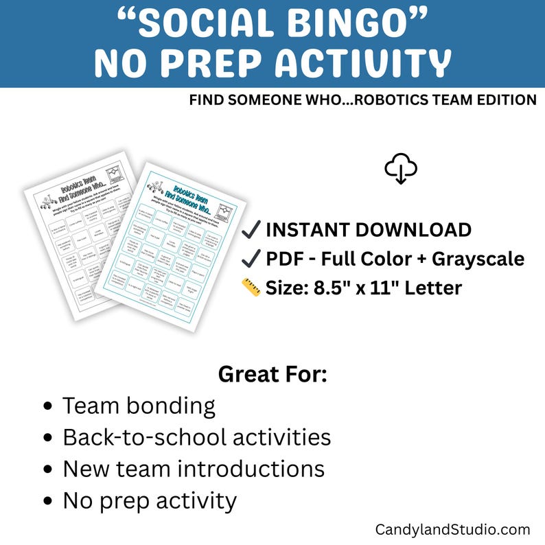 Robotics Team Icebreaker | Find Someone Who Printable PDF | Fun Get-to ...