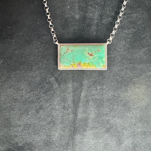 Large 2” Turquoise Bar Necklace