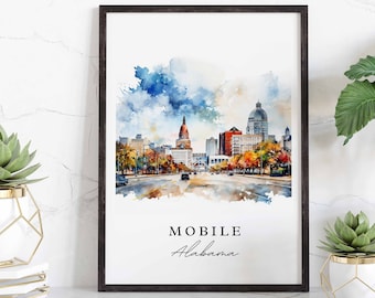 Mobile AL wall art - Alabama, Mobile poster, Mobile Wedding gift, Birthday present, Custom Text, Personalized Gift