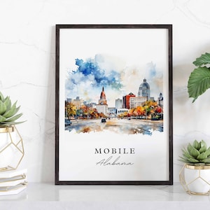Mobile AL wall art - Alabama, Mobile poster, Mobile Wedding gift, Birthday present, Custom Text, Personalized Gift