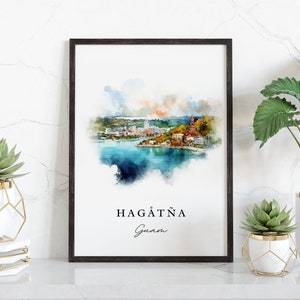 Hagåtña traditional travel art - Guam, Hagåtña poster, Wedding gift, Birthday present, Custom Text, Personalized Gift