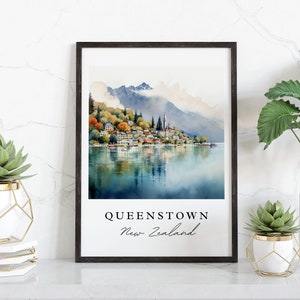 Queenstown traditional travel art - Australia, Queenstown poster, Wedding gift, Birthday present, Custom Text, Personalized Gift