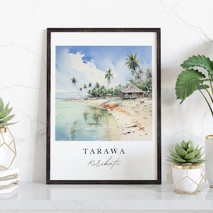 Tarawa traditional travel art - Kiribati, Tarawa poster, Wedding gift, Birthday present, Custom Text, Personalized Gift
