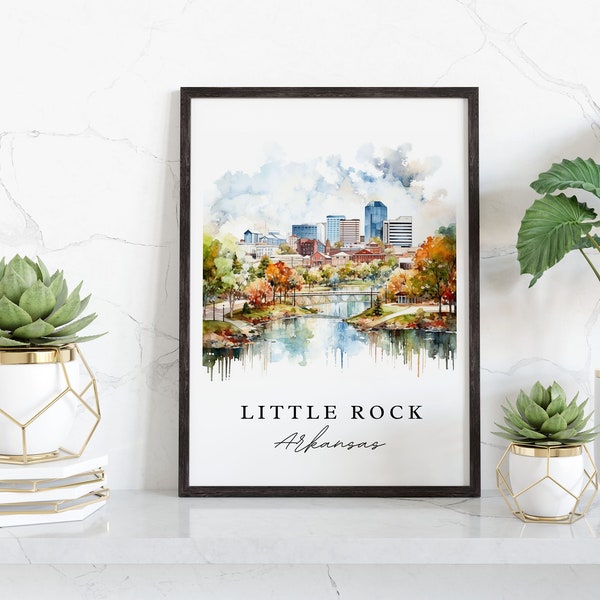 Little Rock traditional travel art - Arkansas, Little Rock poster, Wedding gift, Birthday present, Custom Text, Personalized Gift