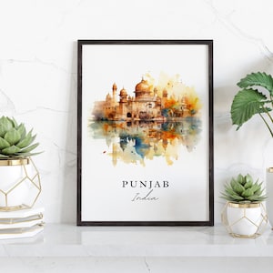 Traditionele reiskunst uit Punjab - India, Punjab-poster, huwelijkscadeau, verjaardagscadeau, aangepaste tekst, gepersonaliseerd cadeau