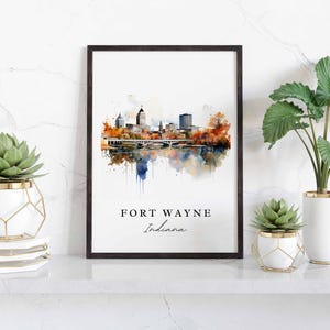 Fort Wayne IN wall art - Indiana, Fort Wayne poster, Fort Wayne Wedding gift, Birthday present, Custom Text, Personalized Gift