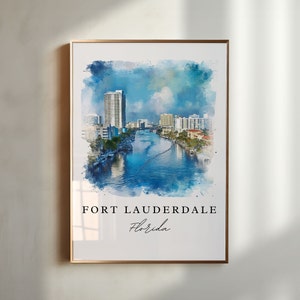 Fort Lauderdale FL wall art - Florida, Ft Lauderdale print, Wedding gift, Birthday present, Custom Text, Perfect Gift