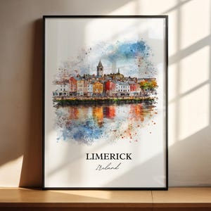 Limerick Wall Art, Munster Province Print, Ireland Watercolor Art, Limerick Ireland Gift, Travel Print, Travel Poster, Housewarming Gift