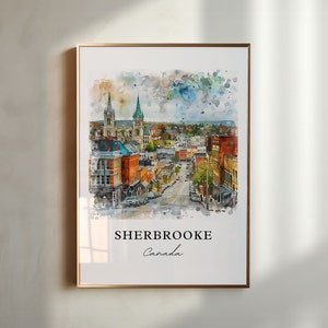 Arte de Sherbrooke Quebec, Impressão de Sherbrooke, Aquarela de Sherbrooke, Presente de Sherbrooke Quebec, Pôster de viagem, Presente de inauguração de casa