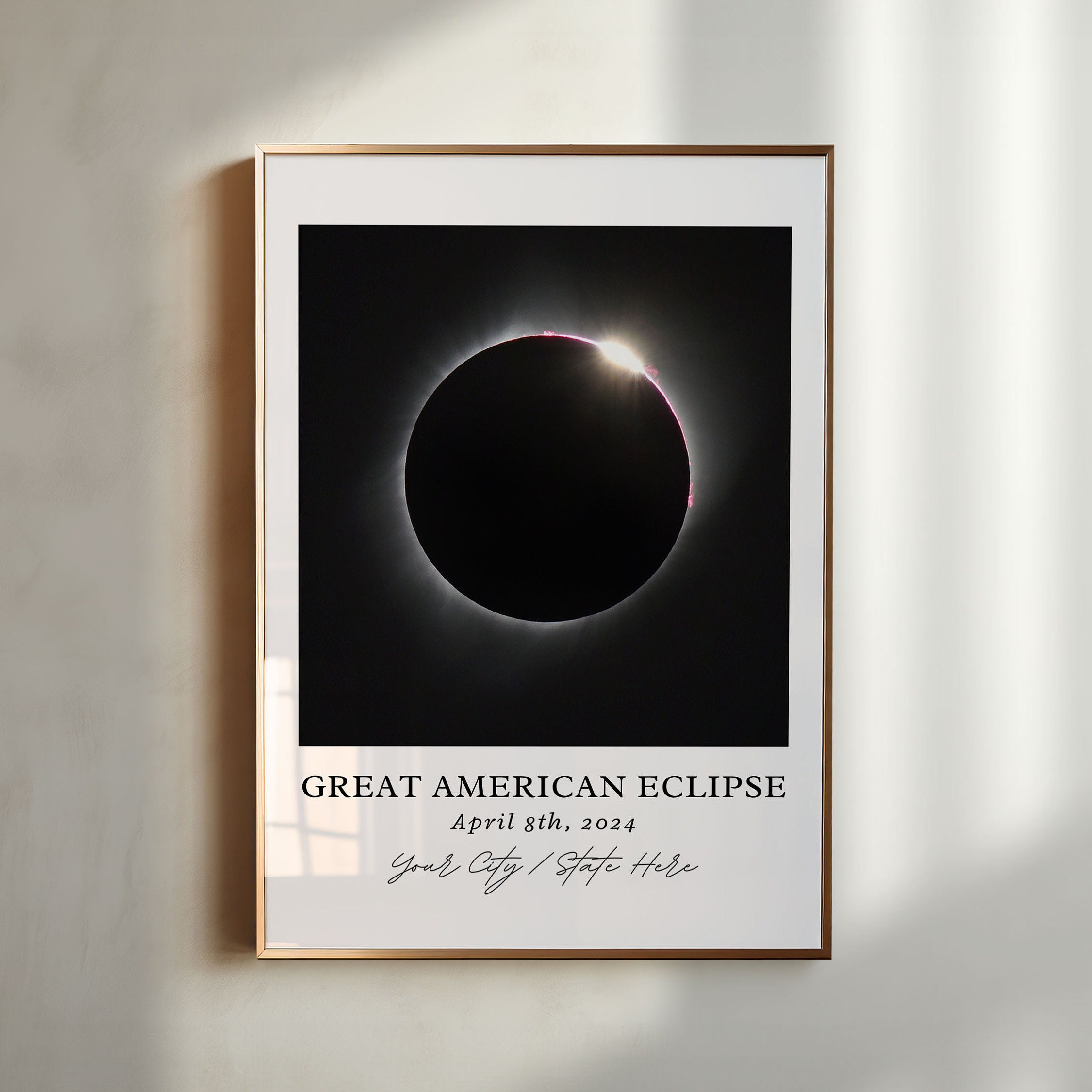 Solar Eclipse Art, 2024 Custom Town Eclipse Art, 2024 Eclipse Poster, Eclipse Souvenir Gift, Solar Eclipse Art, Great American Eclipse