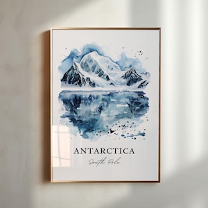 Antarctica Wall Art, Antarctica Print, Antarctica Watercolor Art, Antarctica South Pole Gift, Travel Print, Travel Poster, Housewarming Gift