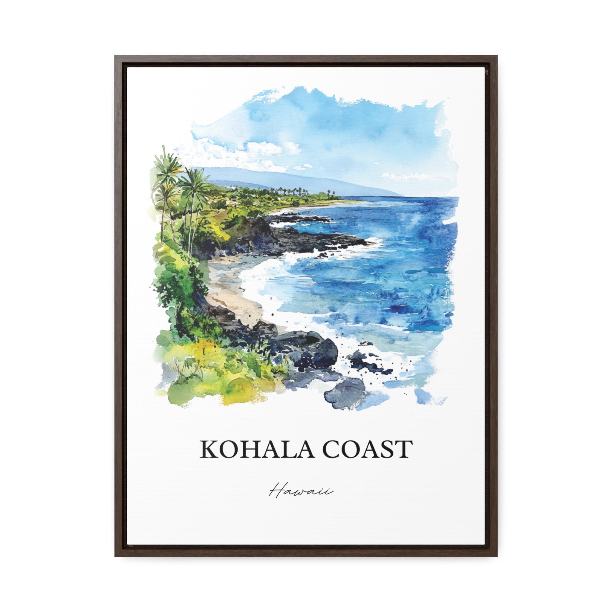 コハラ海岸の水彩画プリント、ハワイ島旅行ポスター - Etsy 日本