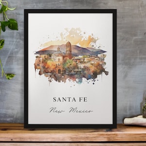 Santa Fe wall art - New Mexico, Santa Fe poster, Wedding gift, Birthday present, Custom Text, Personalised Gift
