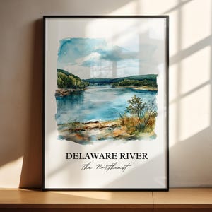 Delaware River Wall Art, Delaware Print, Delaware Watercolor Art, Delaware River Gift, Travel Print, Travel Poster, Housewarming Gift