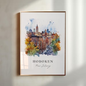 Hoboken kunst aan de muur, Hoboken NJ print, Hoboken aquarel kunst, Hoboken cadeau, reisposter, housewarming cadeau