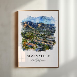 Simi Valley Wall Art, Simi Valley Print, Simi Valley CA Watercolor, Ventura County CA Gift, Travel Poster, Housewarming Gift