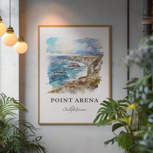 Point Arena CA Art, Point Arena Print, Mendocino Watercolor Art, Punta Arena Gift, Travel Poster, Housewarming Gift