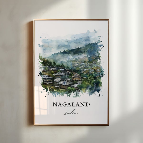 Nagaland Wall Art, Nagaland India Print, Kohima India Watercolor, Nagaland India Gift, Travel Print, Travel Poster, Housewarming Gift