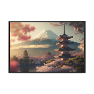 Mount Fuji, Japan Ultra-Realstic Matte Canvas, Black Frame