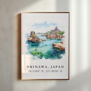 Okinawa Wandkunst, Okinawa Japan Druck, Okinawa Aquarell Kunst, Okinawa Japan Geschenk, Reiseplakat, Housewarminggeschenk