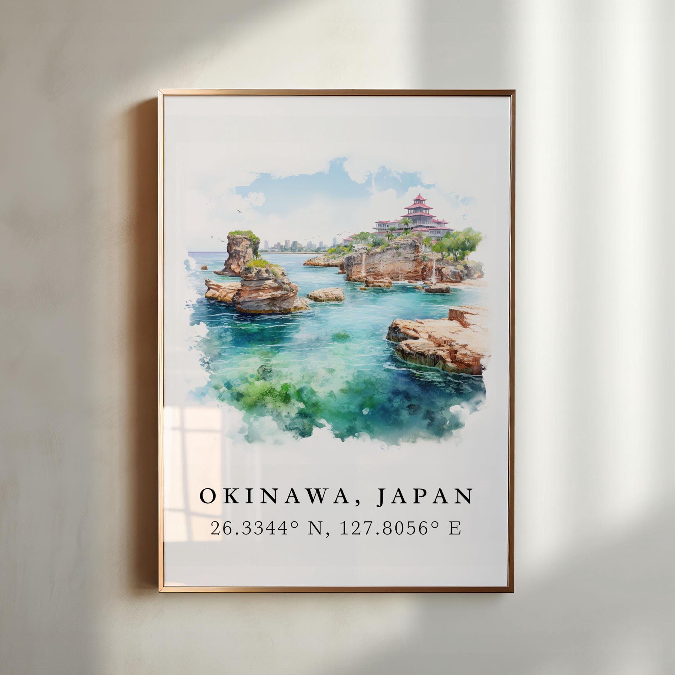 Okinawa Wall Art, Okinawa Japan Print, Okinawa Watercolor Art