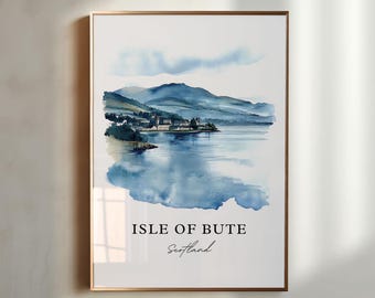 Isle of Bute Wall Art, Scotland Print, Isle of Bute Watercolor Art, Firth of Clyde Gift, Travel Print, Travel Poster, Housewarming Gift
