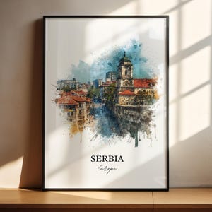 Serbia Wall Art, Serbia Print, Serbia Watercolor Art, Serbian Gift, Travel Print, Travel Poster, Housewarming Gift