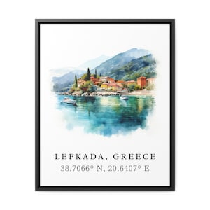 Lefkada traditional travel art - Greece, Lefkada poster, Wedding gift, Birthday present, Custom Text, Personalized Gift
