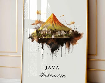 Java Indonesia wall art - Indonesia, Java poster, Java Wedding gift, Java Island Indonesia souvenir, Custom Text, Personalized Gift
