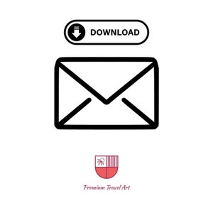 Może przedstawiać: Czarno-biała ikona w postaci linii przedstawiająca kopertę z napisem "POBIERZ" w zaokrąglonym prostokącie nad nią.