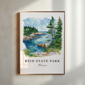Arte del Parque Estatal Reid, Impresión de Maine, Arte mural de Georgetown, ME, Regalo del Parque Estatal Reid, Impresión de viaje, Póster de viaje, Regalo de viaje, Regalo de inauguración de la casa