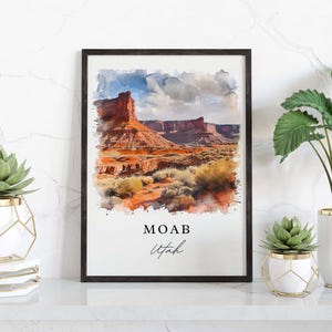 Moab traditional travel art - Utah, Moab print, Wedding gift, Birthday present, Custom Text, Perfect Gift Travel Poster, Housewarming Gift