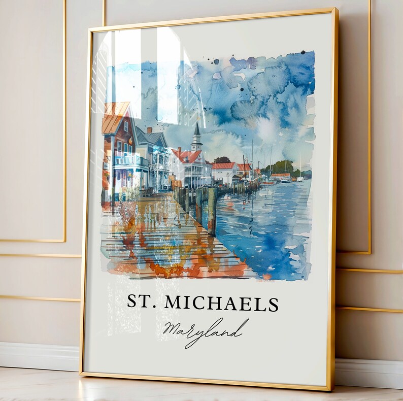 St. Michaels MD Wall Art, St. Michaels Print, St. Michaels Watercolor, St. Michaels MD Gift, Travel Poster, Housewarming Gift image 4