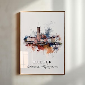 Exeter England wall art - United Kingdom, Exeter poster, Exeter UK Wedding gift, Birthday present, Custom Text, Personalized Gift