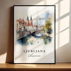 Ljubljana Wall Art, Ljubljana Print, Ljubljana Slovenia Watercolor, Ljubljana Gift, Slovenia Travel Poster, Housewarming Gift