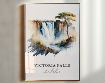 Victoria Falls Zambia wall art - Zambia, Victoria Falls poster, Zambia Wedding gift, Birthday present, Custom Text, Personalized Gift