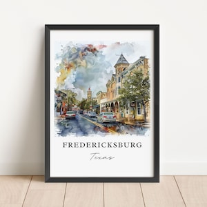 Fredericksburg Texas Wall Art, Fredericksburg Print, Fredericksburg Watercolor, Texas Gift, Travel Poster, Housewarming Gift