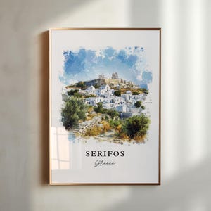 Serifos Greece Wall Art, Serifos Print, Cyclades Greece Watercolor Art, Milos Gift, Travel Poster, Housewarming Gift
