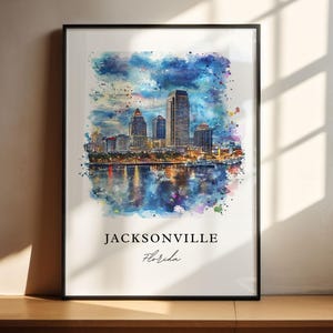 Jacksonville FL Art, Jacksonville Print, Jacksonville FL Watercolor, Jacksonville FL Gift, Travel Poster, Housewarming Gift