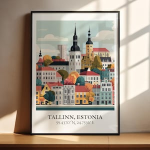 Tallinn Estonia Art, Tallinn Retro Travel Art, Tallinn Estonia Decor, Estonia Gift, Estonia Travel Art, Travel Prints, Housewarming Gift