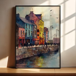 Galway Watercolor Art Galway Ireland Travel Print Galway Ireland Artwork Ireland Decor Ireland Wall Art