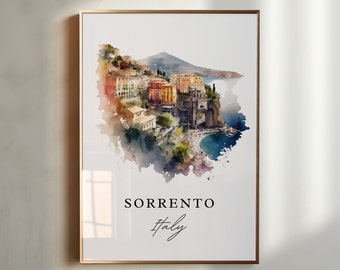 Sorrento Italy travel art - Italy, Sorrento poster, Amalfi Coast Print, Wedding gift, Birthday present, Custom Text, Personalized Gift