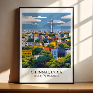 Chennai Kunst, Chennai India Retro Reisekunst, Chennai Home Decor, Chennai India Geschenk, Indien Reisekunst, Reisedruck, Einweihungsgeschenk