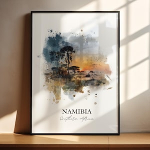 Namibia Wall Art, Namibia Print, Namibia Watercolor Art, Namibia Gift, Travel Print, Travel Poster, Housewarming Gift
