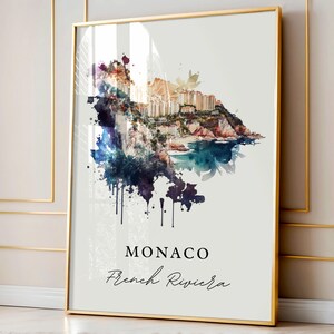 Monaco Watercolor Map Art Print – French Riviera Travel Poster image 4