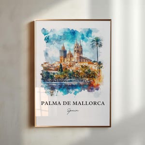 Palma de Mallorca Wall Art, Palma Print, La Palma Watercolor Art, Mallorca Espanha Gift, Travel Print, Travel Poster, Housewarming Gift